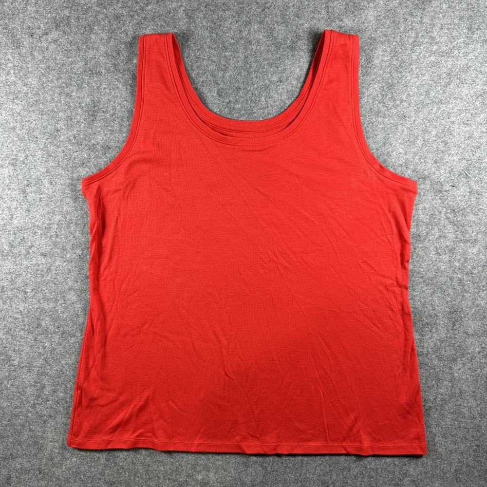 Westbound Woman Scoop Neck Tank Top 1x Red Solid 100% Cotton‎